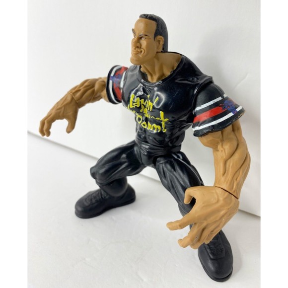 1999 WWF Jakks The Rock "Layin' the Smack Down" Maximum Sweat Series 3 Figure - Picture 2 of 11